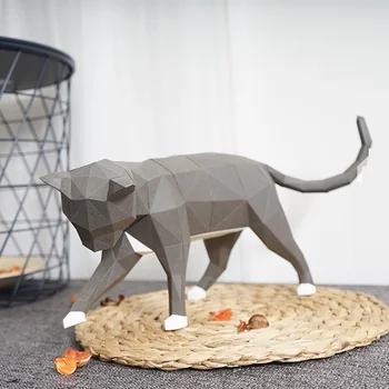 Jauki Kaķis Papīra 3D DIY Materiāls Rokasgrāmata Radošais Mājas Galda Dekori Aksesuāri DIY Roku darbs Ģeometriskā Papīra Skaitļi Amatniecības Projekts
