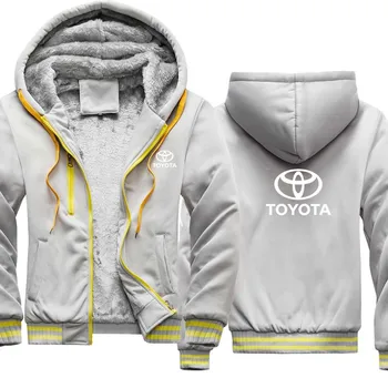Jaunais ziemas Vīriešiem, Hoodies Toyota automašīnas logo drukas Gadījuma samta sabiezējums Kapuci Vilnas sporta Krekli rāvējslēdzēju Jaka Apģērbi