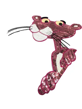 Jaunas Ielidošanas Multfilmas Rozā Leopard Sequin plāksteris,diy apdare,uzlīmes, plankumus uz apģērba,2gab/daudz