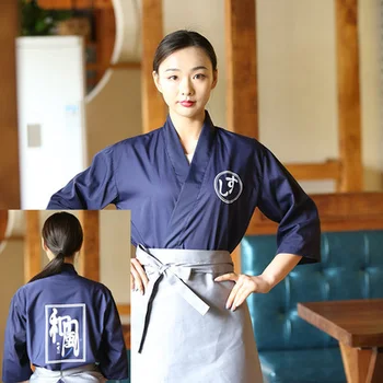 Jaunas Unisex Japānas, Korejas Stila Šefpavārs Vienotu Pavārs Krekls Vidēja Kimono Piedurknēm Suši Restorānu Virtuves Viesmīlis Darba Formas QJ06