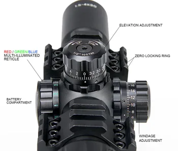 Jaunas taktiskās darbības joma 1.5-4x30 šautene jomu Tīkliņš, W/E regulējams fotografēšanai medību gz10246B
