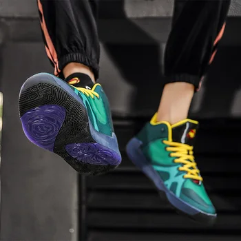 Jauni ikdienas apavi elpojošs basketbola kurpes triecienu absorbciju sporta apavi ar neslīdošu mežģīnes-up pāris kurpes lielu zapatillas hombre