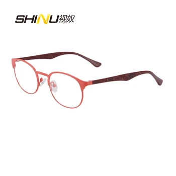 Jauno Dizaineru Sieviete Brilles Optiskie Rāmji, Metāla, Apaļas Brilles Rāmis Notīrīt objektīvu Eyeware Melnā un Sudraba sarkano Acu Stikla SR8026