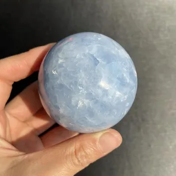 Jaunpienācēji, minerālvielas, pulēta dabīgā zilā celestite kvarca kristāla bumbu sfēru dāvanu
