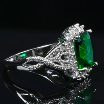 Jellystory klasiskās taisnstūra emerald dārgakmeņiem, gredzenus, 925 sudraba rotaslietas piekariņi gredzenu sieviešu kāzu puse, vairumtirdzniecība