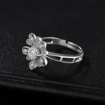 JewelryPalace Kubiskais Cirkonijs (CZ) Milgrain Filigrāni Ziedu, Ziedu, Regulējams Atvērt Gredzens 925 Sterling Silver Gredzeni Sievietēm Dāvanas