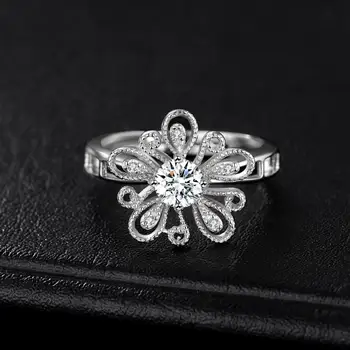 JewelryPalace Kubiskais Cirkonijs (CZ) Milgrain Filigrāni Ziedu, Ziedu, Regulējams Atvērt Gredzens 925 Sterling Silver Gredzeni Sievietēm Dāvanas
