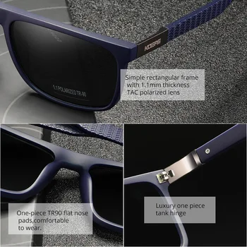 KDEAM Jaunas Ielidošanas Modes Luksusa Laukumā Polarizētās Saulesbrilles, UV400 TR90 Vīriešiem Izturīgs Braukšanas Toņos Stilīgas Saules Brilles Ar Lodziņu