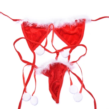 Karstā Sieviešu Māšele Milzīgais Acs Sexy Santa Apģērbs, Apakšveļa Cosplay Ziemassvētku Kostīms Erotiska Uzstādīt Strapless Bra Bikini Komplekts Apakšveļu