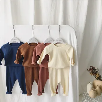 Kids Sleepwear Kokvilnas Toddler Zēni Meitenes Naktsveļu, kas Top +Bikses 2gab Bērnu Pidžamas Komplekts Zēns Meitene Zīdaini Pidžamu Apģērba Komplekts