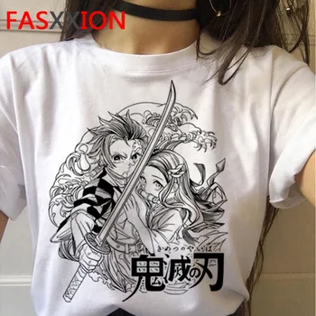 Kimetsu nav yaiba demon slayer t krekls sievietēm grafiskais top tees Japāņu anime t harajuku kawaii streetwear punk t-krekls