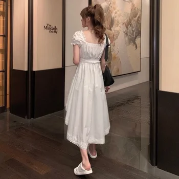 Kleita Sievietēm Mežģīnes Puff Piedurknēm Balta Mini korejas Saldi Vintage Stila Elegants, Slaids, Elegants Visu maču High Street Fashion Atpūtas Dāma