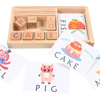 Koka Rotaļlieta Puzzle Pareizrakstības Vārdus Spēli Bērni Agri Izglītības-iem Bērniem Mācību Koka s Montessori Izglītības