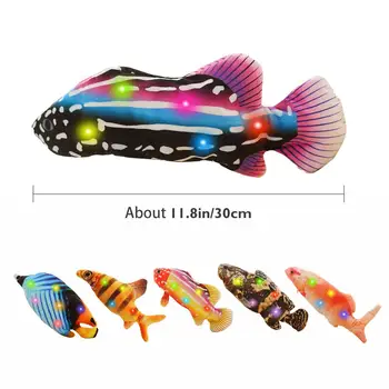 Krāsa Kvēlojošs Elektrisko Zivju Kaķis Rotaļlietas Touch Sensors Simulācijas Dejas, Dziedāšana, Zivju Suņu Interaktīvās Sakost Rotaļlieta Ar Pet Piegādēm