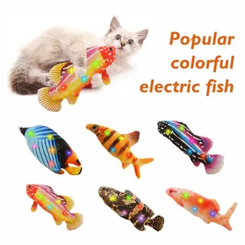 Krāsa Kvēlojošs Elektrisko Zivju Kaķis Rotaļlietas Touch Sensors Simulācijas Dejas, Dziedāšana, Zivju Suņu Interaktīvās Sakost Rotaļlieta Ar Pet Piegādēm