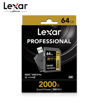 Lexar Professional SD kartes 2000x 300Mb/s lielu Ātrumu, SDHC SDXC 32GB 64GB, 128GB UHS-II pakāpes U3 Atmiņas Kartes 4K Full HD Video Kameru