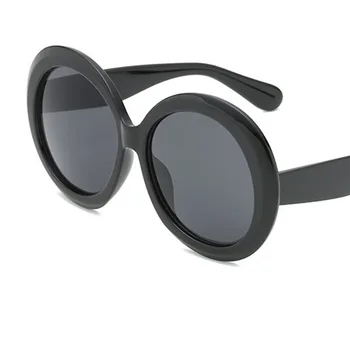 Liels rāmis Retro vintage Tendence ovāls melns Apaļš Lielgabarīta Saulesbrilles Sieviešu Luksusa Zīmolu, Dizaineru, saules brilles sieviešu modes