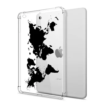 Lietā par iPad 10.2 10.5 iPad 3 Gaisa Pasaules Kartē Gadījumos, Caurspīdīga Silikona Armēti Stūri Soft Cover for iPad Mini 1 2 3 4 5