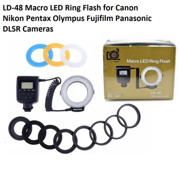 Lightdow LD-48 Makro LED Riņķa Zibspuldze ar LCD Ekrānu Canon Fujifilm Nikon Olympus Pentax DSLR Kameras