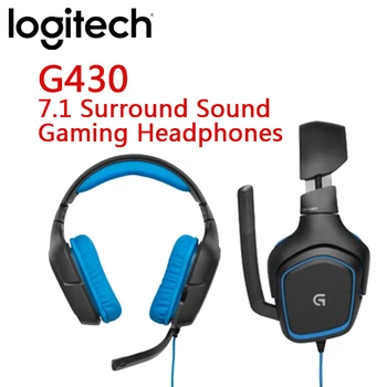 Logitech G430 Spēļu Austiņu 7.1 Surround Sound Spēļu Austiņas PC/PUBG Regulējams prettrokšņa Rotējošo Austiņas