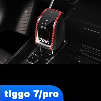 Lsrtw2017 Šķiedras Ādas Automašīnas Pārnesumu Pārslēgšanas Rokturi, Vāks Chery Tiggo 7 Pro 2020 2021 Tiggo7 Piederumi Sviru Galvas Apdares Mat