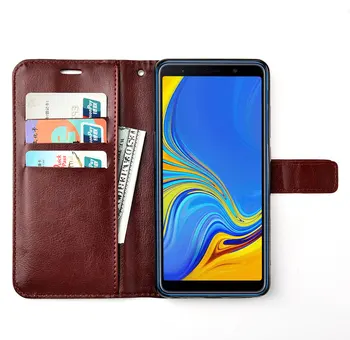 Luksusa Flip ādas Gadījumā par Samsung Galaxy A7 2018 lietu Atpakaļ vāciņu case for Samsung A7 2018 A750 A750F SM-A750F 6.0