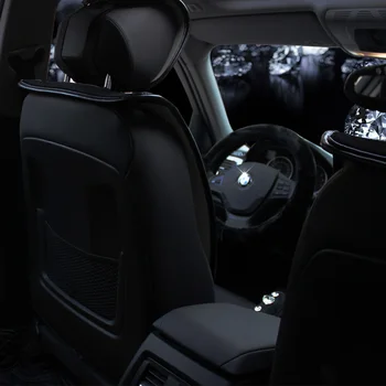 Luksusa Pilnā Crystal Diamond Automašīnu Seat Cover Universal Ziemas Plīša Auto Sēdekļa Spilvena, Interjera Aksesuāri, Priekšējo Sēdekļu Pārvalki