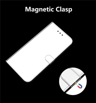 Luksusa Spogulis Gluda Āda Flip Case for Iphone 11 Pro Max Xs Max Xr 8 7 6 6s Plus 11Pro Magnēts Kartes Turētāju, Seifs Stāvēt Vāciņu