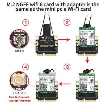 M. 2 Mini PCI-E Wi-Fi Adapteris Intel AX200 AX210 Bezvadu 2974Mbps Bluetooth 5.2 Wifi 6E Kartes AX210NGW 9260 Logā 10