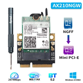 M. 2 Mini PCI-E Wi-Fi Adapteris Intel AX200 AX210 Bezvadu 2974Mbps Bluetooth 5.2 Wifi 6E Kartes AX210NGW 9260 Logā 10