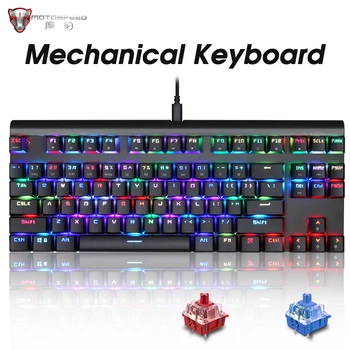 MOTOSPEED CK101 Mechanical Gaming Keyboard Tastatūras 87 Taustiņi Klaviatūras Apgaismojums Augstas jutības Dators Gamer, krievu