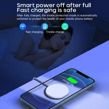 Magnētiskā Bezvadu Lādētājs iPhone 12 Pro Bezvadu Lādētāju 15W Ātrās Uzlādes Spilventiņu Samsung Xiaomi Ātri Uzlādēt 2021
