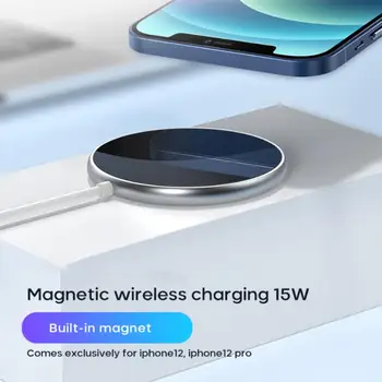 Magnētiskā Bezvadu Lādētājs iPhone 12 Pro Bezvadu Lādētāju 15W Ātrās Uzlādes Spilventiņu Samsung Xiaomi Ātri Uzlādēt 2021