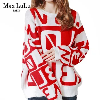 Max LuLu 2019 Modes Korejas Džemperis Dāmas Ziemas Adīta Trikotāža Sieviešu Modelis Siltu Džemperi Gadījuma Sabiezēt Kokvilnas Džemperi