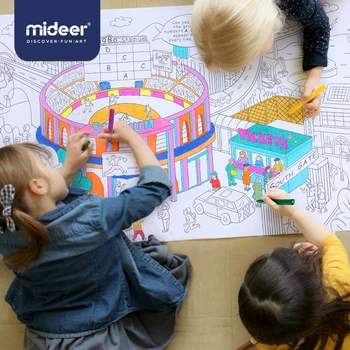 MiDeer Zīmēšanas Rotaļlietas, Bērnu Gleznošanas Ritiniet 10m Milzu Tēma Ainas Elements Dzīves 3Y+ Iztēli Grafiti Krāsošana Spēle
