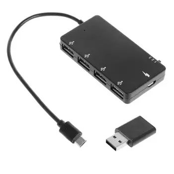 Micro USB OTG 4-Port Hub Adapteri USB Vīriešu Micro USB Sieviešu Adaptera Kabeli, lai Windows Tablet Android Viedtālrunis PC