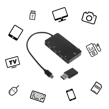 Micro USB OTG 4-Port Hub Adapteri USB Vīriešu Micro USB Sieviešu Adaptera Kabeli, lai Windows Tablet Android Viedtālrunis PC