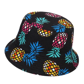 Modes vasaras Kausa Cepure Vīriešiem, Sievietēm hip hop panama Klp Ananāsu Drukāt Zvejnieka Cepure Double-sided ar salokāms Zvejas Cepures