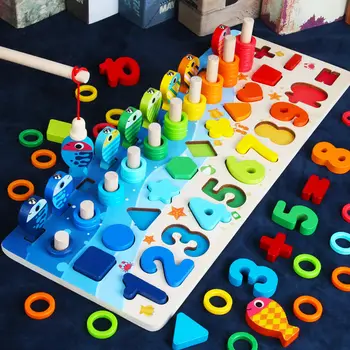 Montessori Bērnu Izglītības Koka Rotaļlietas Aizņemts Valdes Matemātikas Zvejas Pirmsskolas Koka Montessori Rotaļlietas Skaitīšanas Ģeometriskā Rotaļlietas