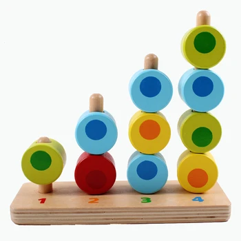 Montessori Numuru Skaitīšanas Krāvējs Toddler Koka Kraušanas Blokus Roku-Acu Koordināciju Mācību Līdzekli, Bērni Mācību Koka Rotaļlietas