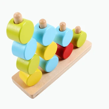 Montessori Numuru Skaitīšanas Krāvējs Toddler Koka Kraušanas Blokus Roku-Acu Koordināciju Mācību Līdzekli, Bērni Mācību Koka Rotaļlietas
