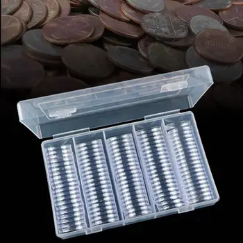 Monētas Storager Monētas Īpašnieks Kapsulas Traukā Ar Organiz Lodziņā Un Putas Starplikas Par Monētu Vākšanas Monētas Gadījumā 25mm Monētas #4O