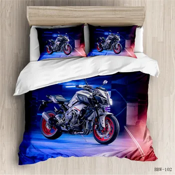 Motociklu iespiesti gultas komplekts luksusa gultas veļa bērniem, sedziņas pārvalks, kas ar spilvendrāna Motokrosa gultas komplekti mierinātājs komplekts