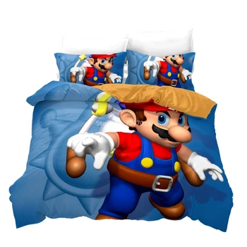 Mājas Tekstila Super Mario Odyssey 3d Iespiesti Gultas Komplekts Bērnu Multfilmas Duvet Cover Set Gultas Veļa Spilvendrāna Queen, King Size