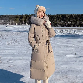 Mēteļi, sievietēm, ziemas 2020 jauna vidēja garuma ziemas jaka dāmas plus lieluma jostas modes sabiezējumu ceļgala sieviete jaka