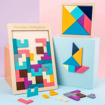 Mīklas Burvju Tangram Bērnu Koka Jautri Izglītības Spēle Hobiji Bērnu Puzle Tetris Klucīši Puzles Bērniem, Rotaļlietas Bērniem