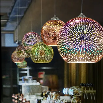 Mūsdienu Radošā LED Pendant gaismas Personības Dizains Krāsains 3D Pārklājumu Stikla Hotel Kulons Lampas, Spogulis Bumbu E27 Gaismas Karājas