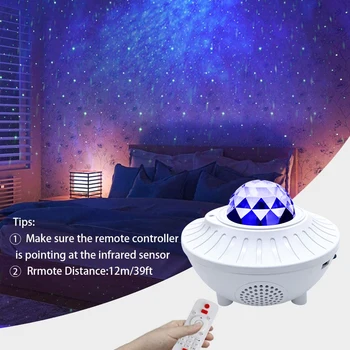 Mūzikas Projektoru Gaismas 21 Apgaismojuma Režīmi Bluetooth Ziemassvētki Pusei Romantisku Apgaismojumu USB Ūdens Viļņu Skaņas Aktivizēta Star Jūras Projektoru