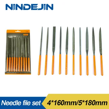 NINDEJIN 10pcs/set Adatu File Set Tērauda 4*160mm 5*180mm Failu Komplekts Metāla, Koka, Stikla, Akmens
