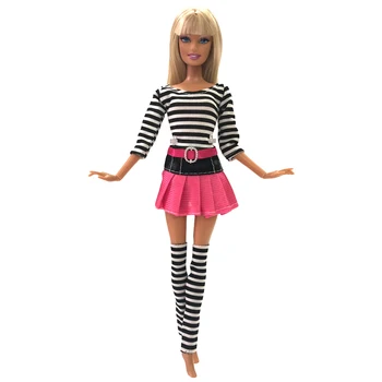 NK 5 Gab./Komplekts Lelle Kleita Roku darbs Bikses Modes Apģērbu Barbie Lelle un Aksesuāri Baby Girl Dzimšanas dienas dāvana Bērniem